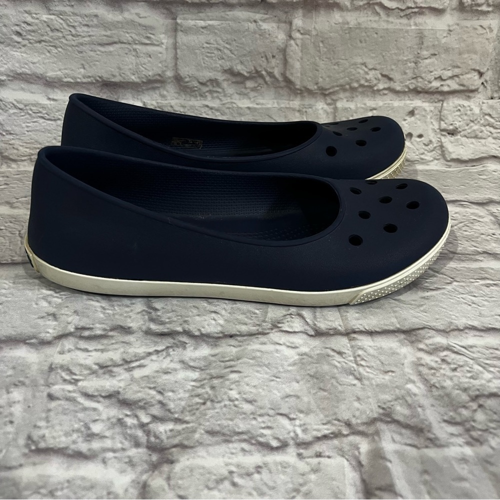 Crocs Crocband Classic Airy Nautical Navy /White Comfort Flat Shoes Women’s 10